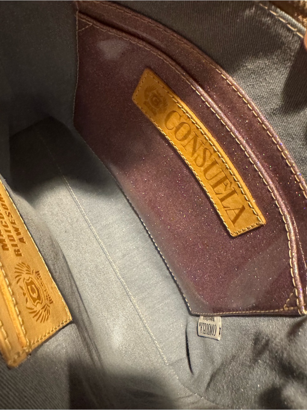 Consuela Beige Leather Crossbody with Multicolor Medallion - Picture 3 of 8